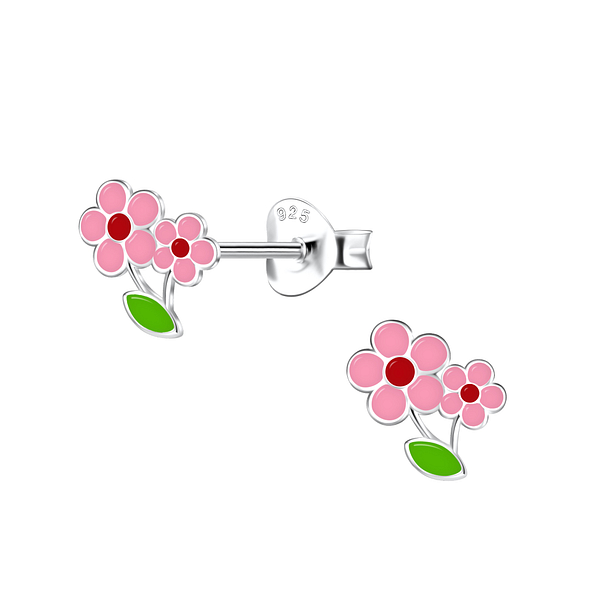 Silver Flower Stud Earrings - 21096