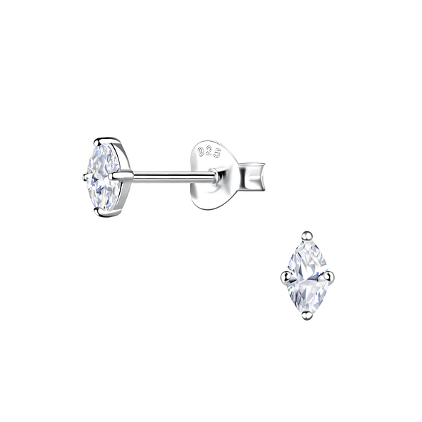 2x4mm Marquise Cubic Zirconia Silver Stud Earrings - 20883