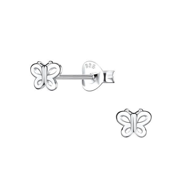 Silver Butterfly Stud Earrings - 20956