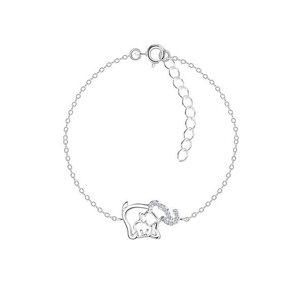 Silver Mom and Baby Elephant Bracelet - 21171