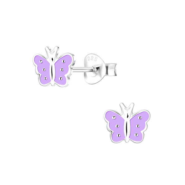 Silver Butterfly Stud Earrings - 21156