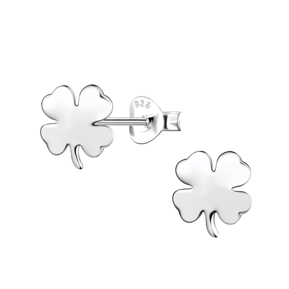 Silver Clover Stud Earrings - 21126