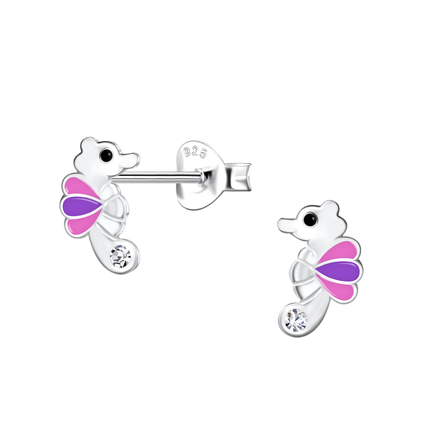 Silver Seahorse Stud Earrings - 21127