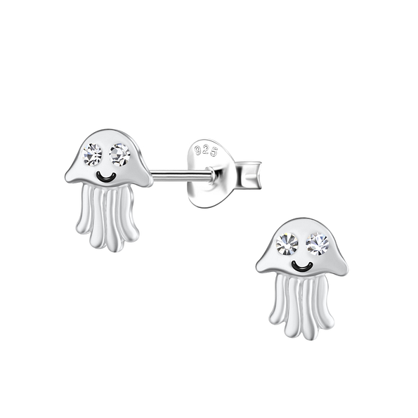 Silver Jellyfish Stud Earrings - 21108