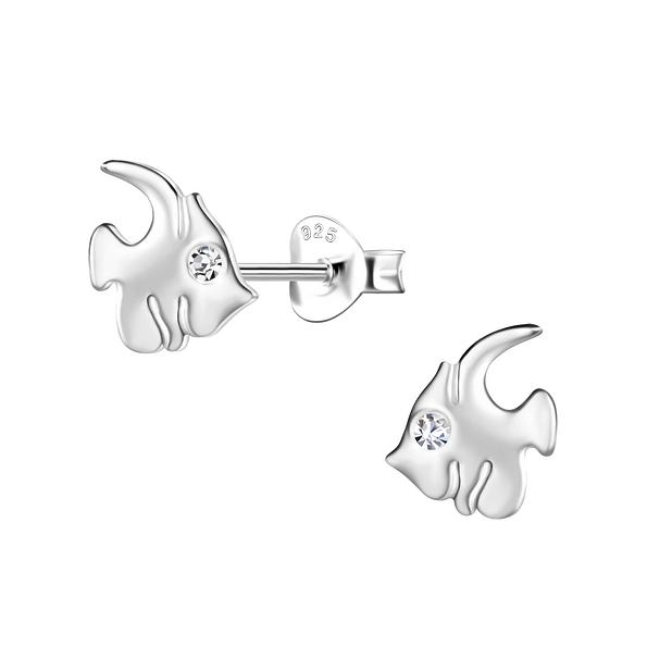 Silver Fish Stud Earrings - 21243