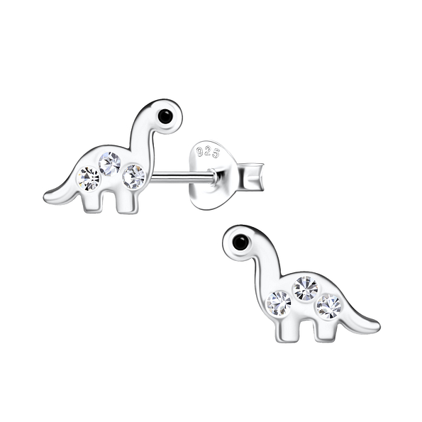 Silver Brachiosaurus Dinosaur Stud Earrings - 21247