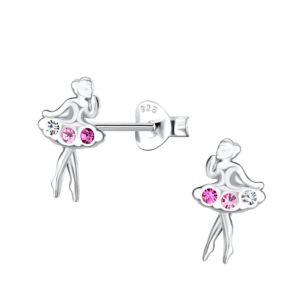 Silver Ballerina Stud Earrings - 21248