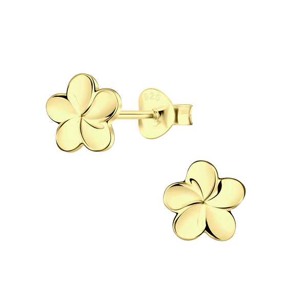Silver Plumeria Flower Stud Earrings - 21103 Silver Plumeria Flower Stud Earrings - 21103