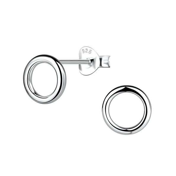 Silver Circle Stud Earrings - 21130