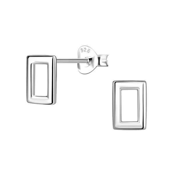 Silver Rectangle Stud Earrings - 21131