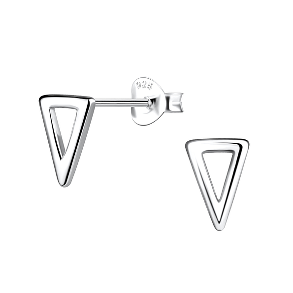 Silver Triangle Stud Earrings - 21175