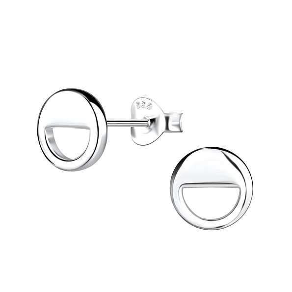 Silver Round Stud Earrings - 21113