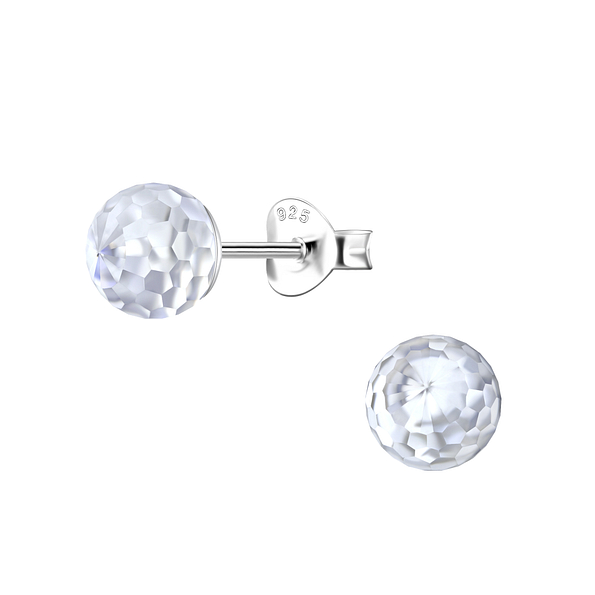 6mm Disco Ball Silver Stud Earrings - 21178