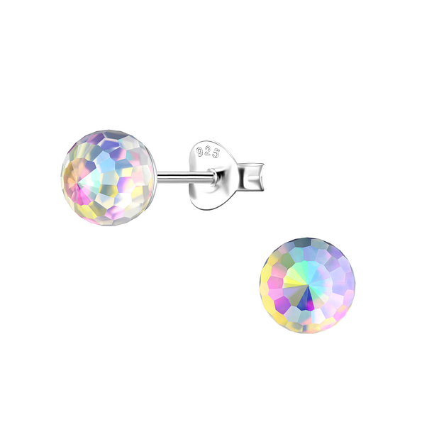 6mm Disco Ball Silver Stud Earrings - 21179