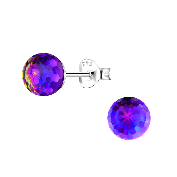 6mm Disco Ball Silver Stud Earrings - 21176