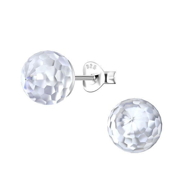 8mm Disco Ball Silver Stud Earrings - 21182