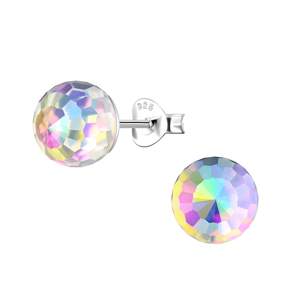 8mm Disco Ball Silver Stud Earrings - 21183
