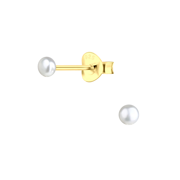 3mm Fresh Water Pearl Silver Stud Earrings - 21208