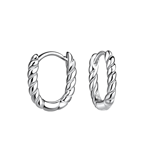 Silver Twisted Huggie Earrings - 21186