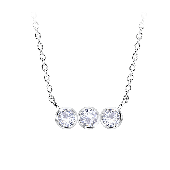 Silver Three Stones Necklace - 21145