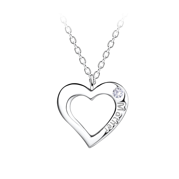 Silver Mother Heart Necklace - 21116