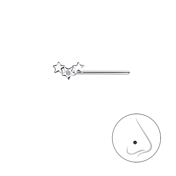 Silver Triple Star Nose Stud - 21255