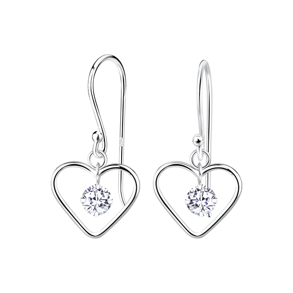 Silver Heart Earrings - 21368