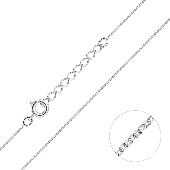 45cm Silver Diamond Cut Cable Chain with Extension - 21440