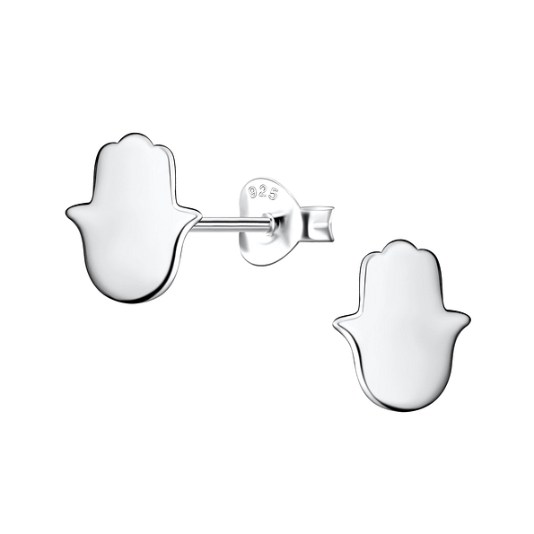 Silver Hamsa Stud Earrings - 21380
