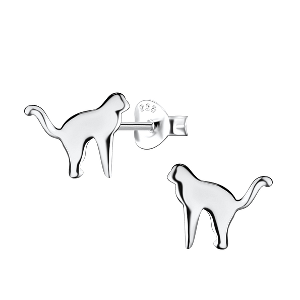 Silver Monkey Stud Earrings - 21382