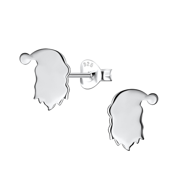 Silver Santa Claus Stud Earrings - 21384
