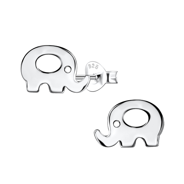 Silver Elephant Stud Earrings - 21385