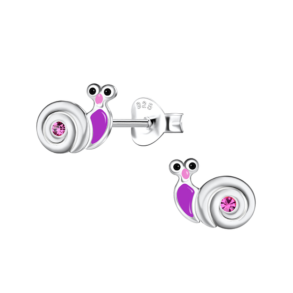 Silver Snail Stud Earrings - 21333