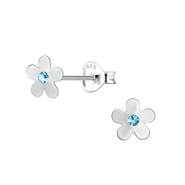 Silver Flower Stud Earrings - 21422