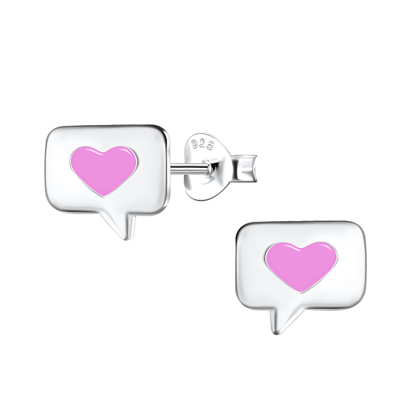 Silver Heart Stud Earrings - 21411