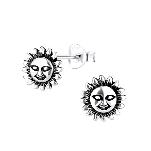 Silver Sun Stud Earrings - 21321