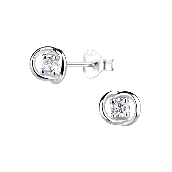 Silver Geometric Stud Earrings - 21401