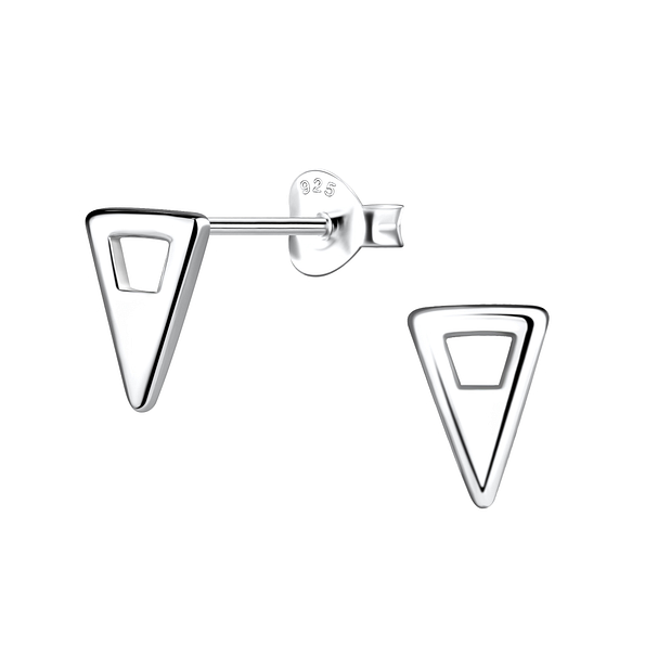 Silver Triangle Stud Earrings - 21425