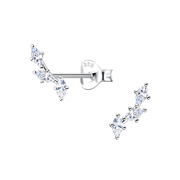 Silver Geometric Stud Earrings - 21426
