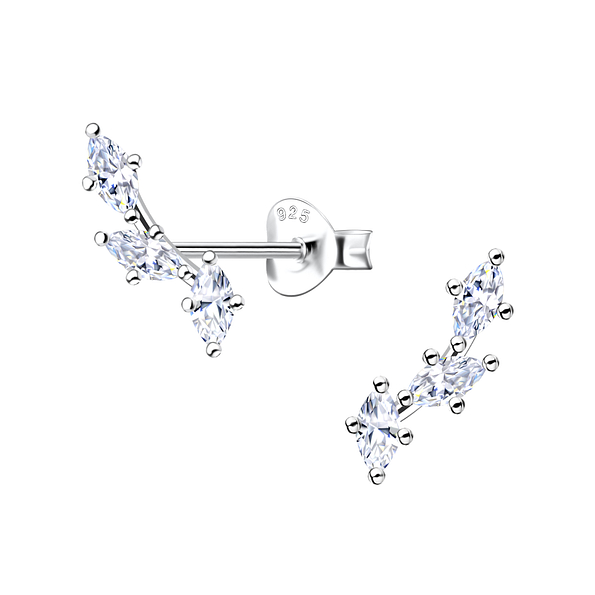 Silver Geometric Stud Earrings - 21427