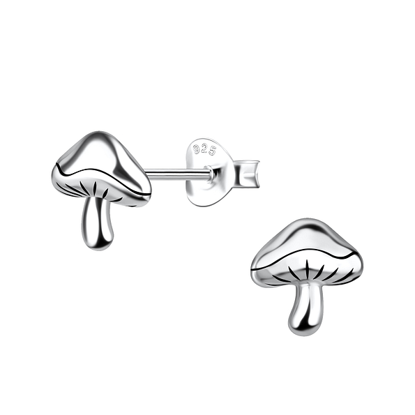 Silver Mushroom Stud Earrings - 21421