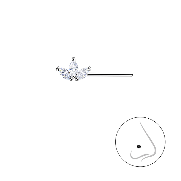 Silver Flower Nose Stud - 21298
