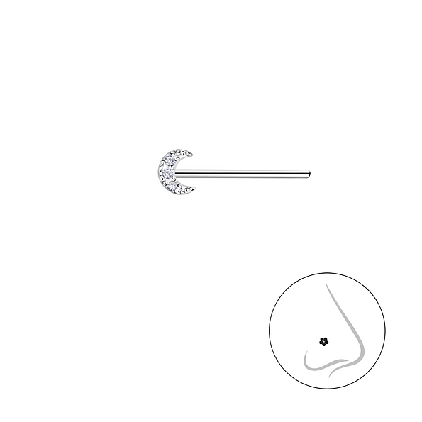 Silver Moon Nose Stud - 21300