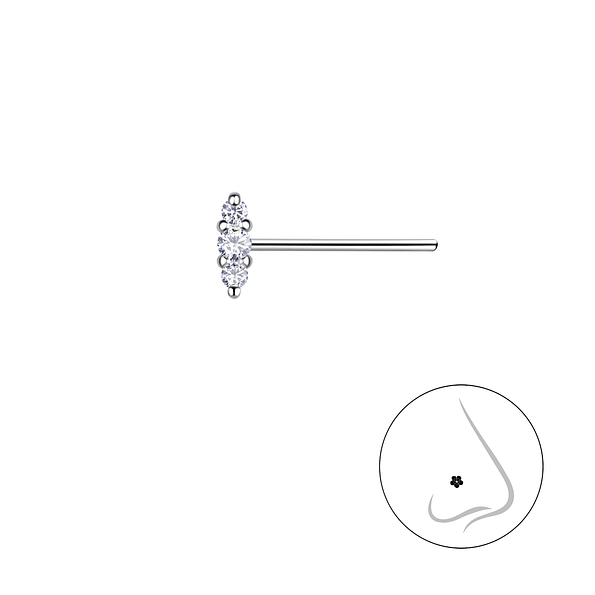 Silver Marquise Stones Nose Stud - 21302