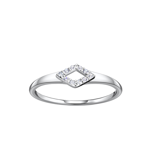 Silver Diamond Shaped Ring - 21436