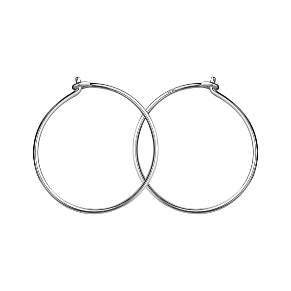 17mm Silver Wire Hoop Earrings - Pack of 5 Pairs - 21351
