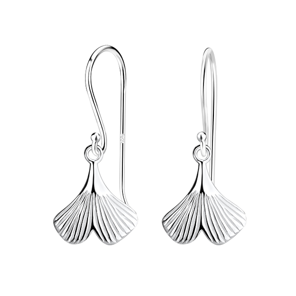 Silver Ginkgo Leaf Earrings - 21555
