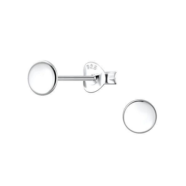 Silver Round Stud Earrings - 21547