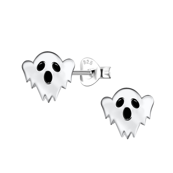 Silver Ghost Stud Earrings - 21527