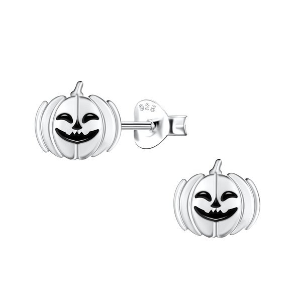 Silver Pumpkin Stud Earrings - 21528
